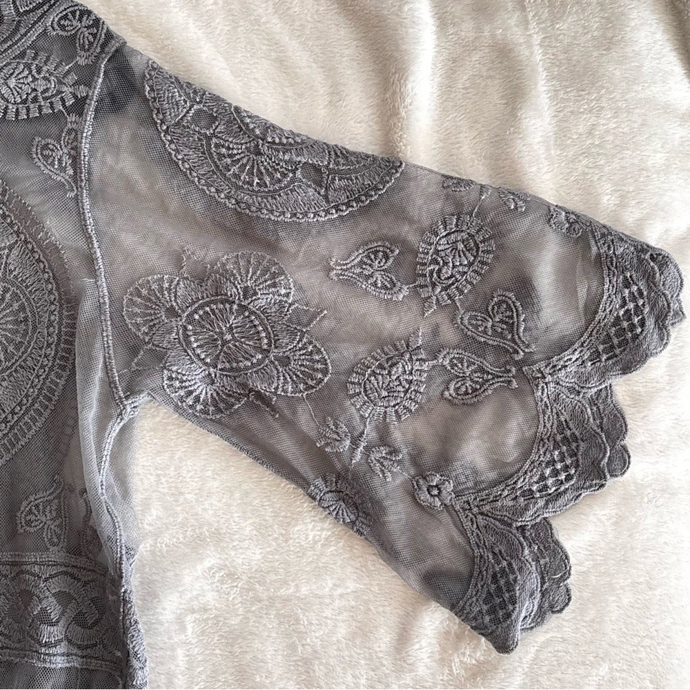 Rebellion Mesh Lace Duster Kimono Size Small Whimsigoth Fairy Bride G8 - Picture 7 of 16